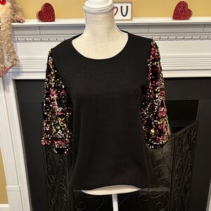 THML Black Sequin Sleeve Women's Sweater